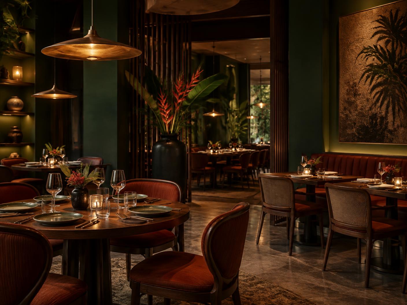Atmosfera acolhedora de restaurante contemporâneo