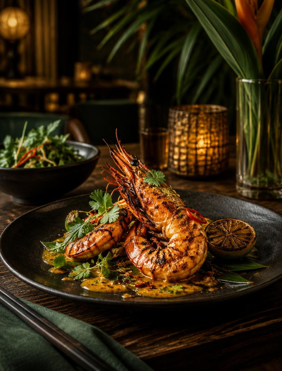 Prato de frutos do mar em apresentação gastronômica